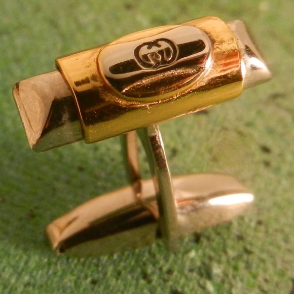 VTG Gucci logo designer cufflinks silver gold Accessory Collection luxury GG - Picture 3 of 16